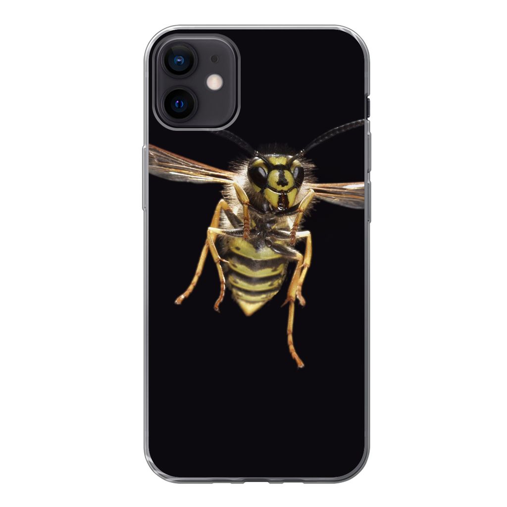 MuchoWow Handyhülle Schutzhülle Hülle für iPhone 12 mini Wespe - Insekten - Porträt Silikon Softcase Handy Hülle