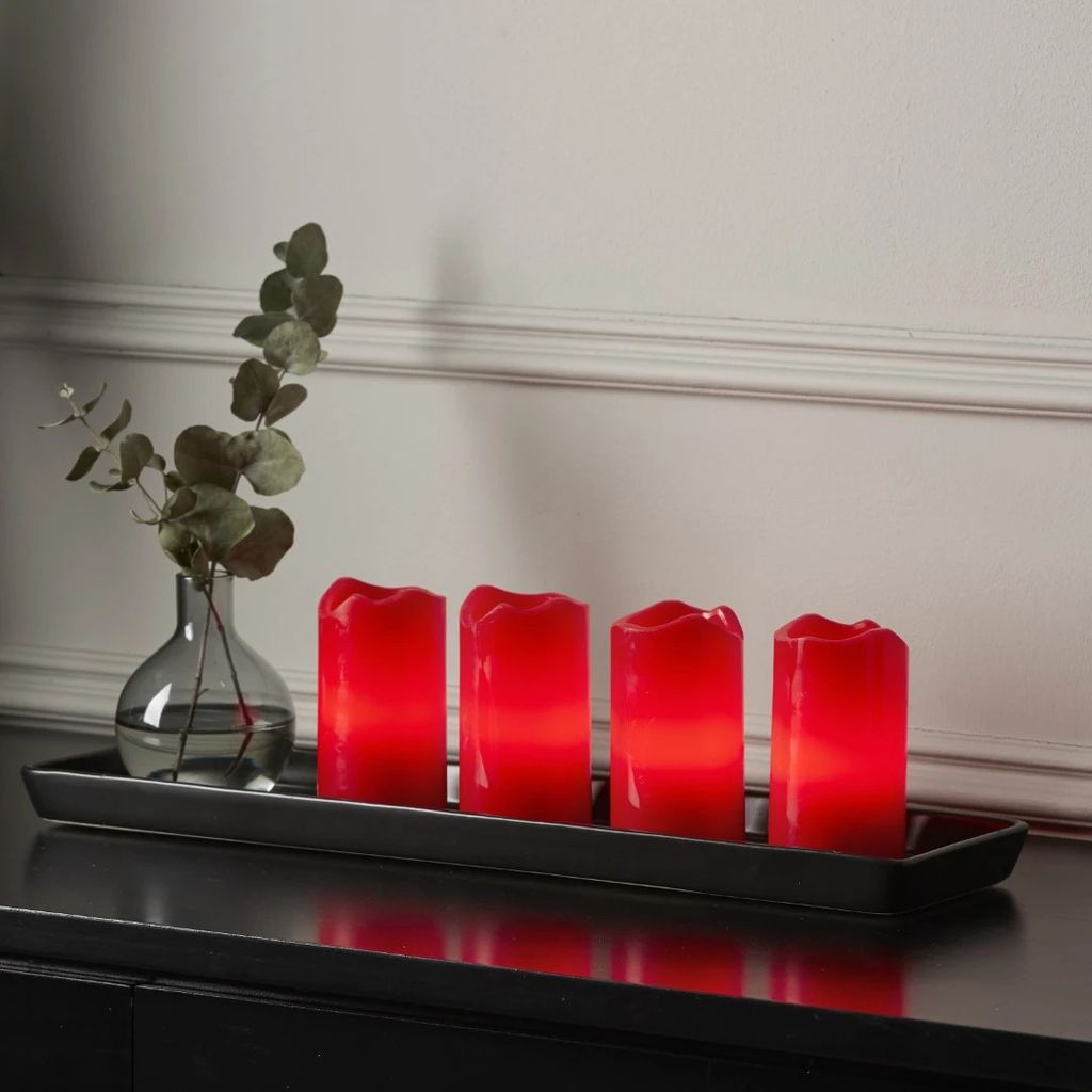 Zestaw 4x świeca Led woskowa ADVENT czerwona 10cm z pilotem Zdjęcie produktu 