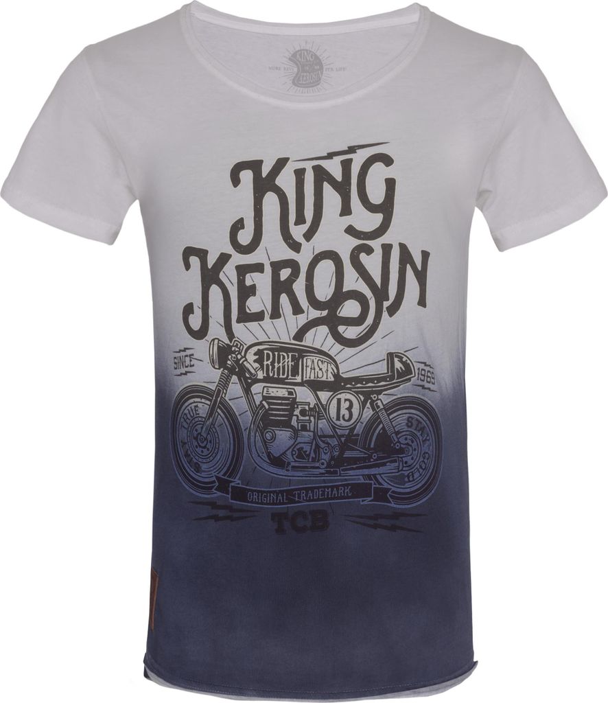 King Kerosin T-Shirt TCB Dip Dye White Blue-XXL
