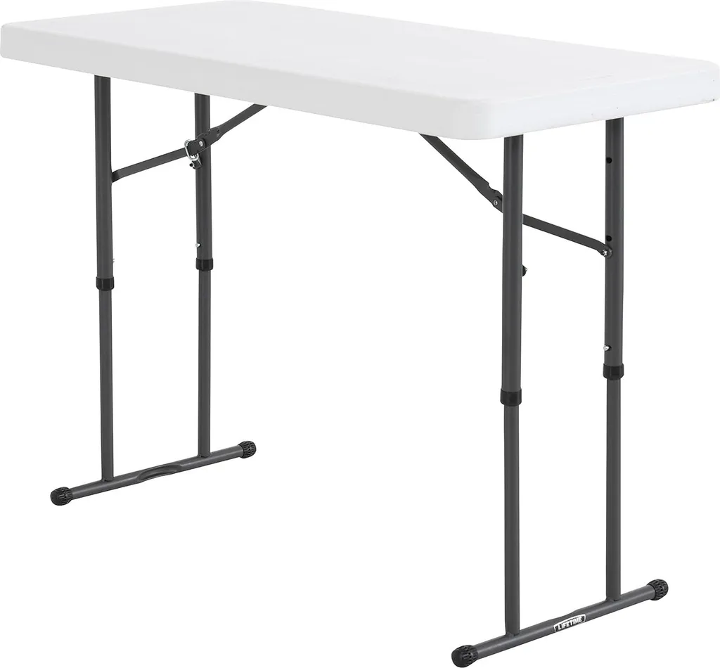 Table de bureau pliable réglable 12m blanc granit à 4 pieds robustes - 3