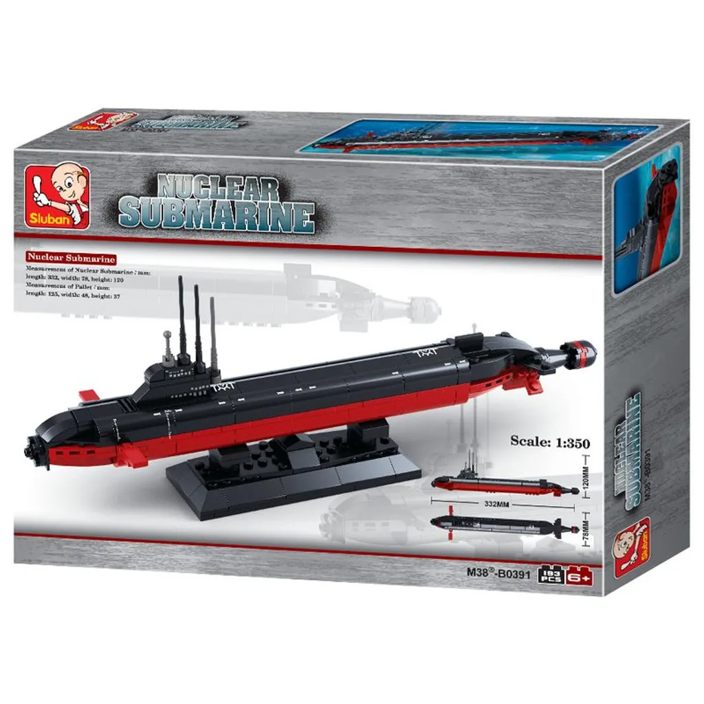Sous-marin nucléaire miniature détaillé avec figurines et hélices