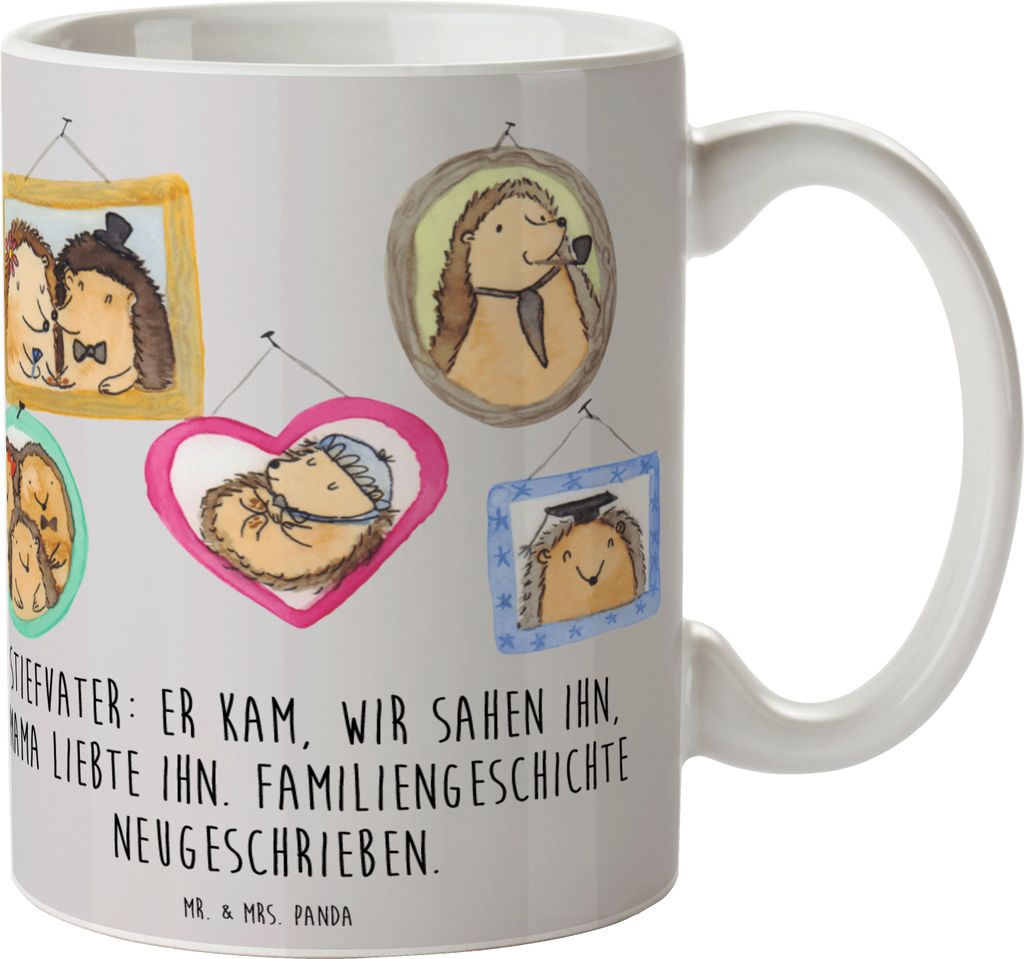 Mr. & Mrs. Panda Tasse Stiefvater Liebe - Grau Pastell - Geschenk, Patchwork-Familie, Geschenke, Kaffeebecher, Zusammenwachsen, Becher, Kaffeetasse...