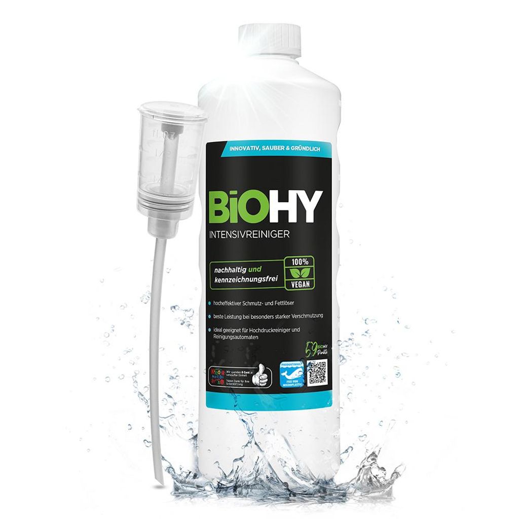 BiOHY Intensivreiniger Universal (1l Flasche) + Dosierer | Hochleistungs-INDUSTRIEREINIGER | Grundreiniger ideal für Hochdruckreiniger, schaumarm ...