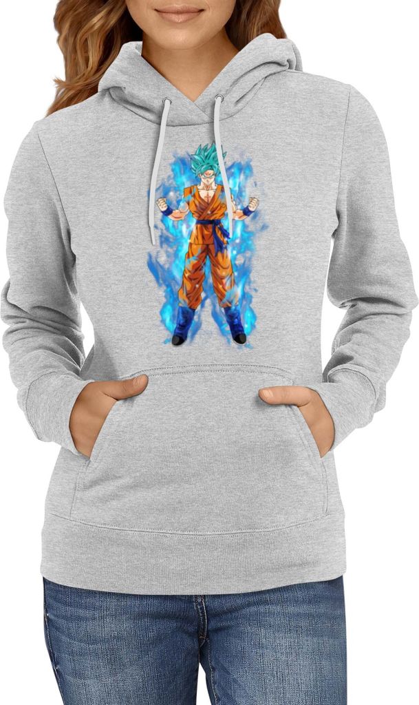 Damen Kapuzenpullover Japan Manga Anime Comics Dragon Anime Manga Ball Z 05, Lady XL / Grau