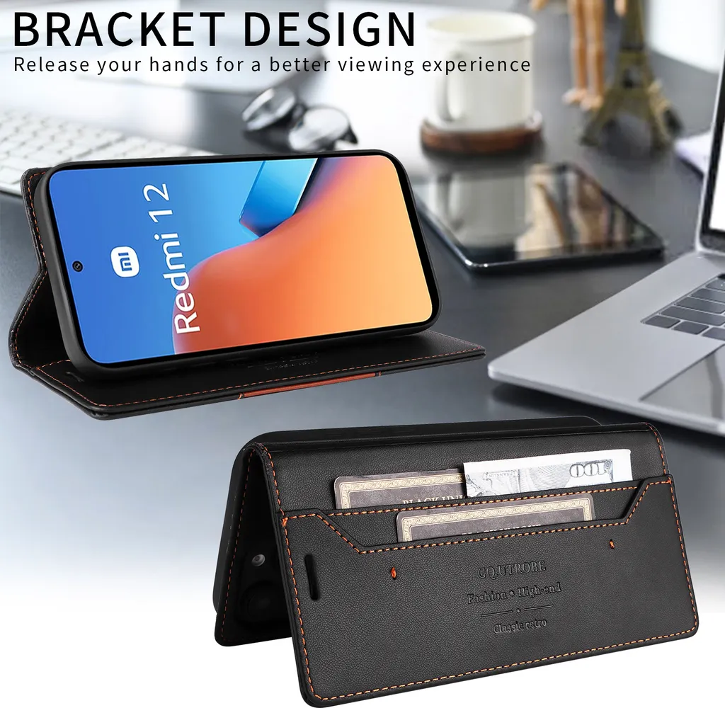 CXTCASE Custodia a portafoglio per Xiaomi Redmi Note 14 Pro 5G/Redmi Note 14 Pro+ 5G, custodia a portafoglio in pelle PU, custodia a portafoglio alla moda, colore: rosso