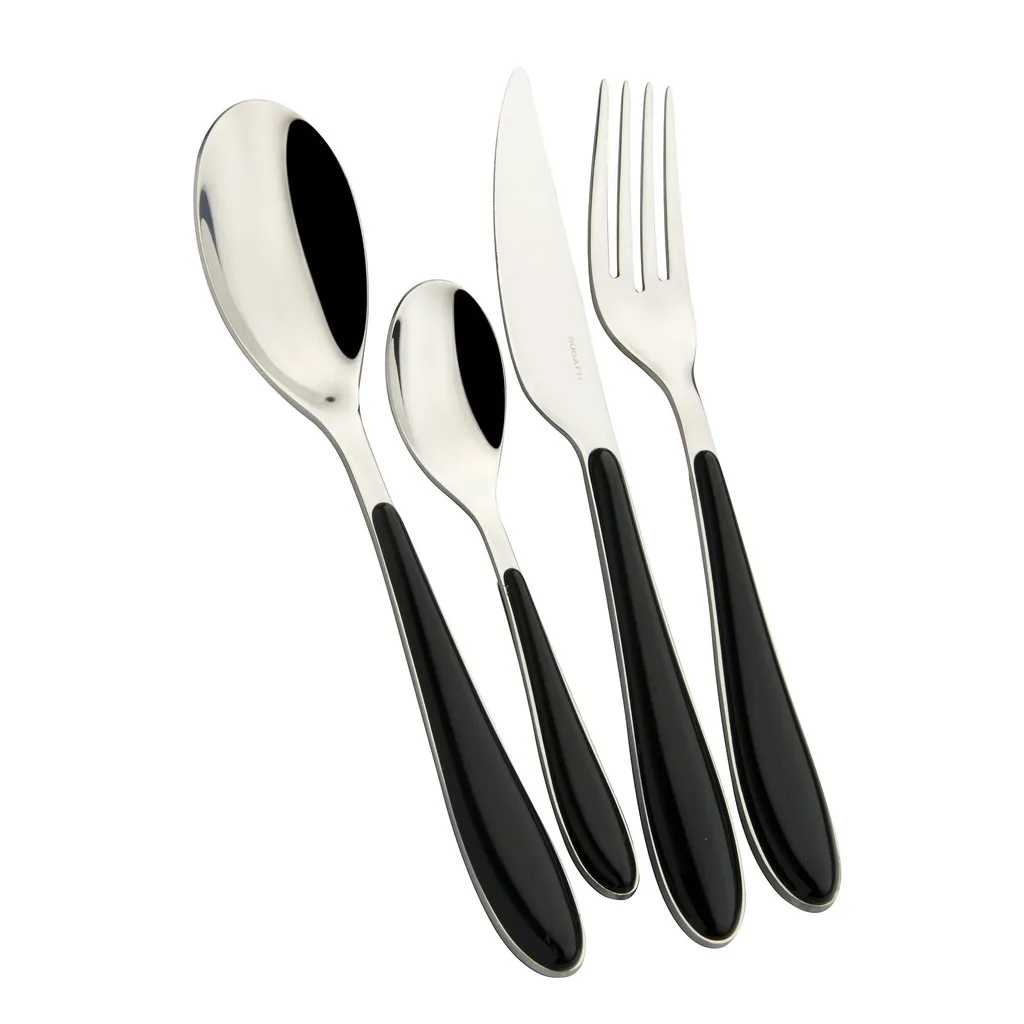 Bugatti Gioia Noir Set 24 Couverts de Table Design Haut de Gamme Inox