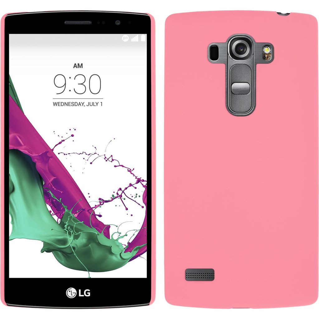 PhoneNatic Case kompatibel mit LG G4s / G4 Beat - Hülle rosa gummiert Hard-case + 2 Schutzfolien
