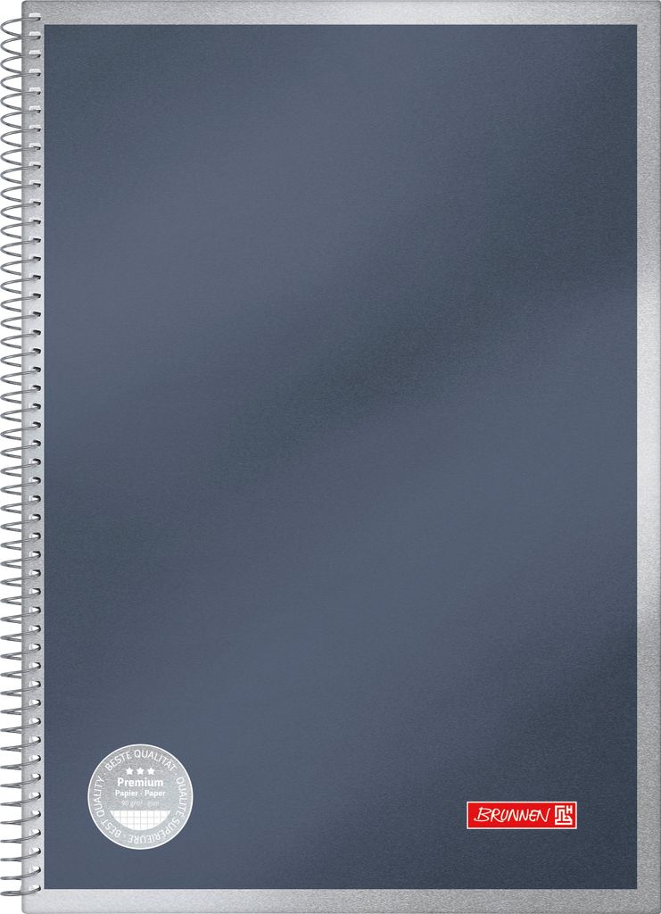 Brunnen Spiralnotizbuch Premium A4 kariert anthrazit Produktbild 