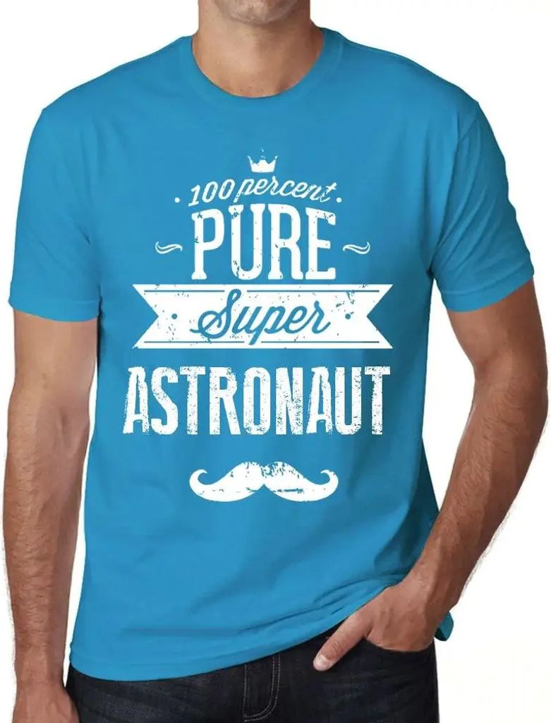 Herren Grafik T-Shirt 100% reiner Super-Astronaut – 100% Pure Super Astronaut – Öko-Verantwortlich Vintage Jahrgang Kurzarm Lustige Druck Gebu...