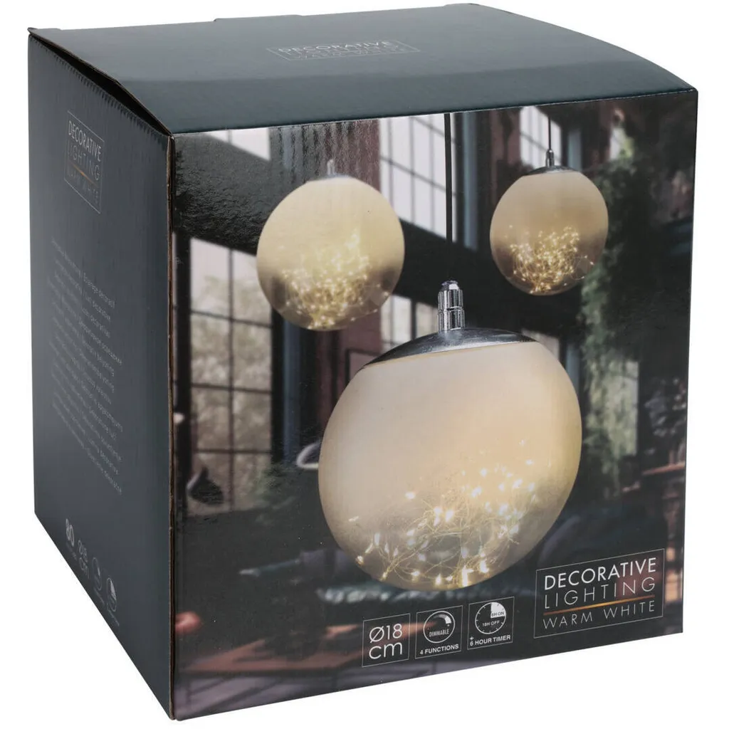 Boule transparente LED 18 cm à poser avec éclairage blanc chaud fixe