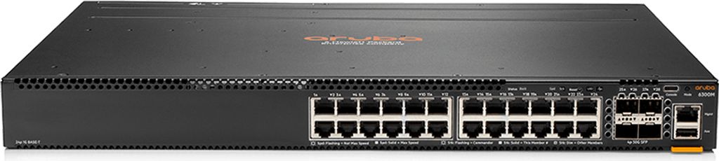 HPE Aruba 6300M - Switch - L3 - managed - 24 x 10/100/1000 + 4 x 1 Gigabit / 10 Gigabit / 25 Gigabit / 50 Gigabit SFP56 (Uplink / Stacking) - Front...