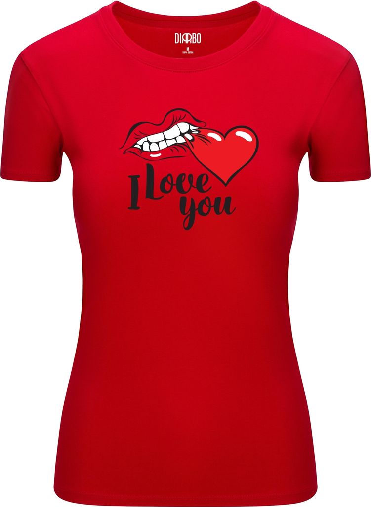 Diarbo Damen T-Shirt mit klassischem Druck ICH LIEBE DICH Rot Gr.S