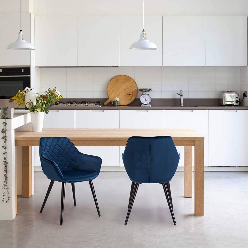 Esszimmerstühle Küchenstuhl Polsterstuhl Samt mit Armlehne Design Stuhl Juskys® 