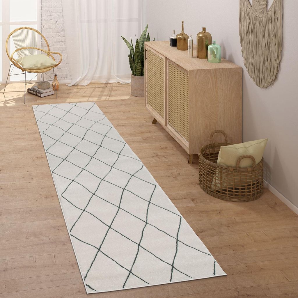 Teppich Läufer Flur Schlafzimmer Kurzflor Modern Produktbild 