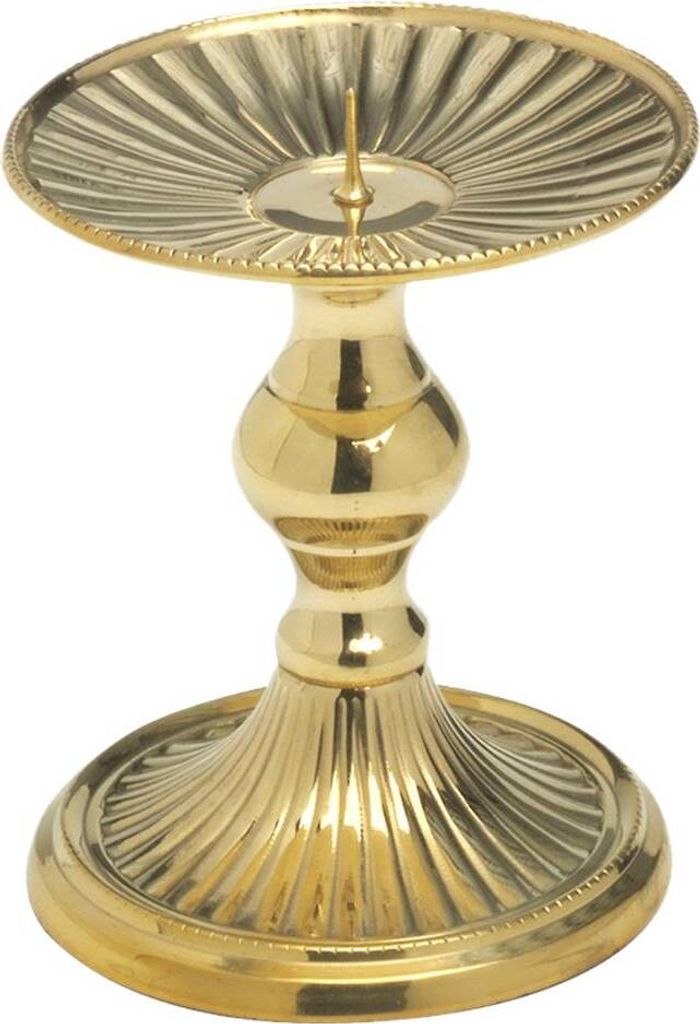 Glanz Scheibenleuchter Messing Gold Höhe 8cm Kerzenleuchter Ø9cm Altarleuchter