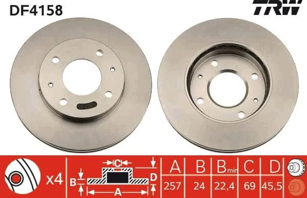 Disque de frein TRW DF4158 pour Hyundai Coupé Lantra Sonata 5171238100