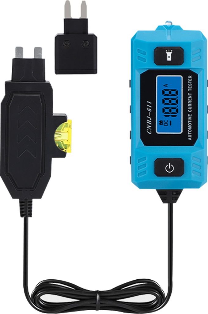 CNBJ-611 KFZ Sicherung Stromtester, Leckstrom Analyzer, LCD Display mit blauer Beleuchtung, Diagnosegerät mit Frontbeleuchtung