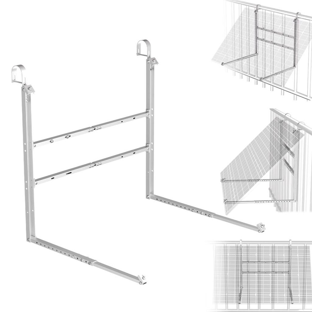 Balkonkraftwerk Halterung – Verstellbare & Sturmsichere PV Befestigung für Balkon, Wand und Flachdach, Geeignet für 400-600W Solarmodule