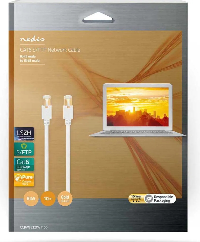 Cavo Ethernet 10m Cat6 Nedis S/FTP Bianco per Gaming e Streaming 4K - 4