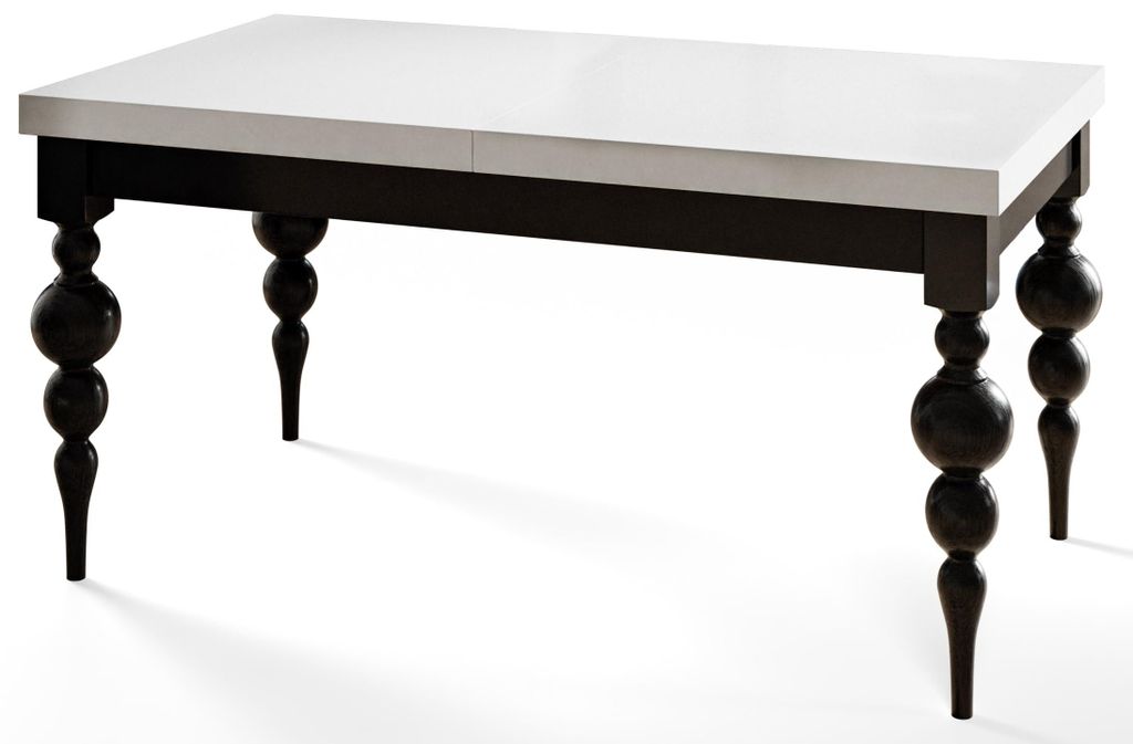 Rechteckiger Esstisch Ausziehbar Lena, Moderner Wohnzimmertisch 200-300x100x78, 5 cm , Schwarz mit Tischbeinen in Schwarz