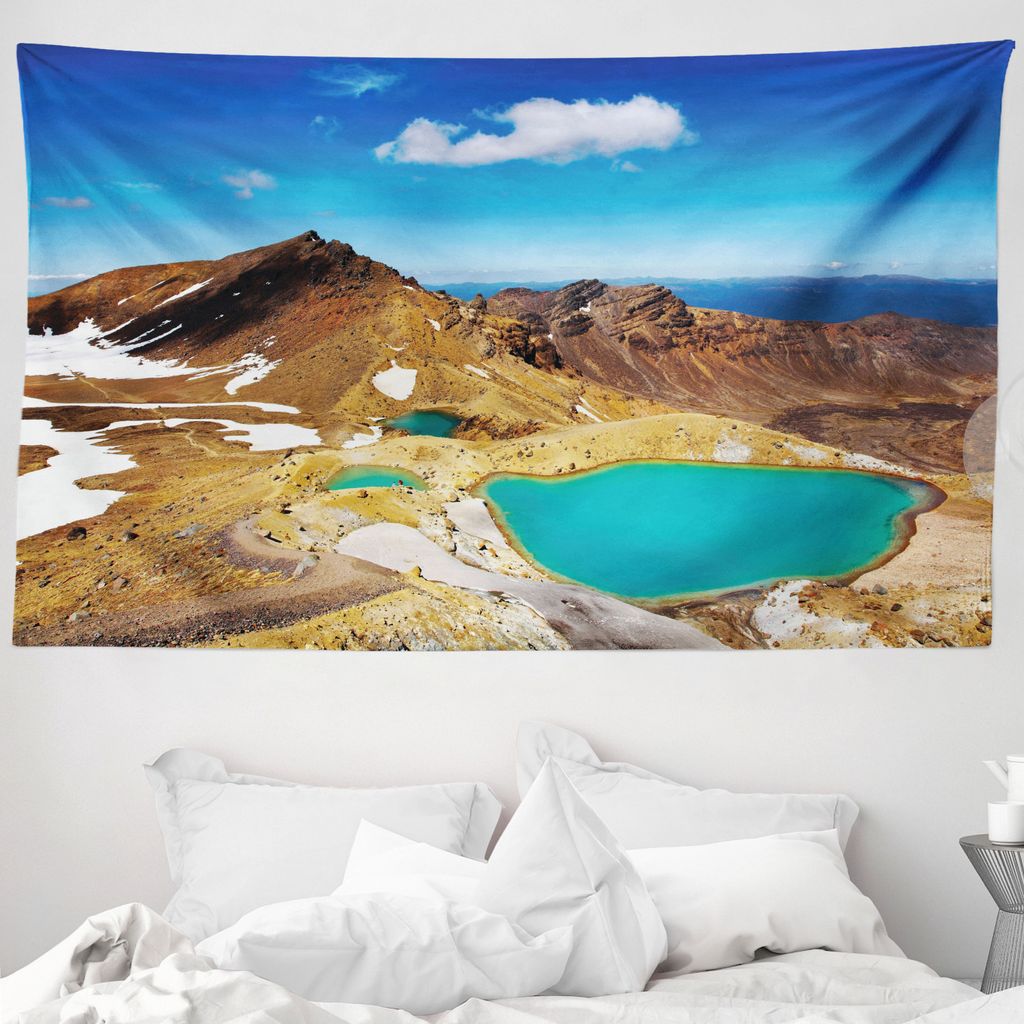 ABAKUHAUS Neuseeland Wandteppich, Emerald Lakes Foto aus Weiches Mikrofaser Stoff Waschbar ohne Verblassen Digitaldruck, 230 x 140 cm, Mehrfarbig