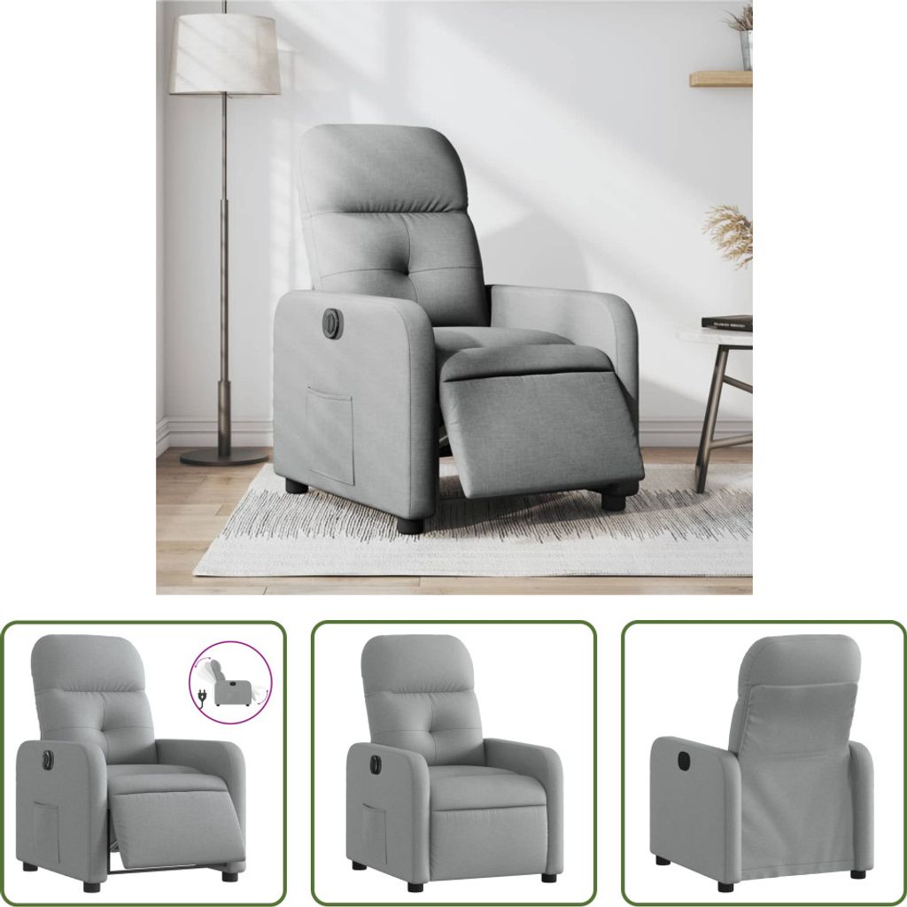 The Living Store Relaxsessel Elektrisch Hellgrau Stoff