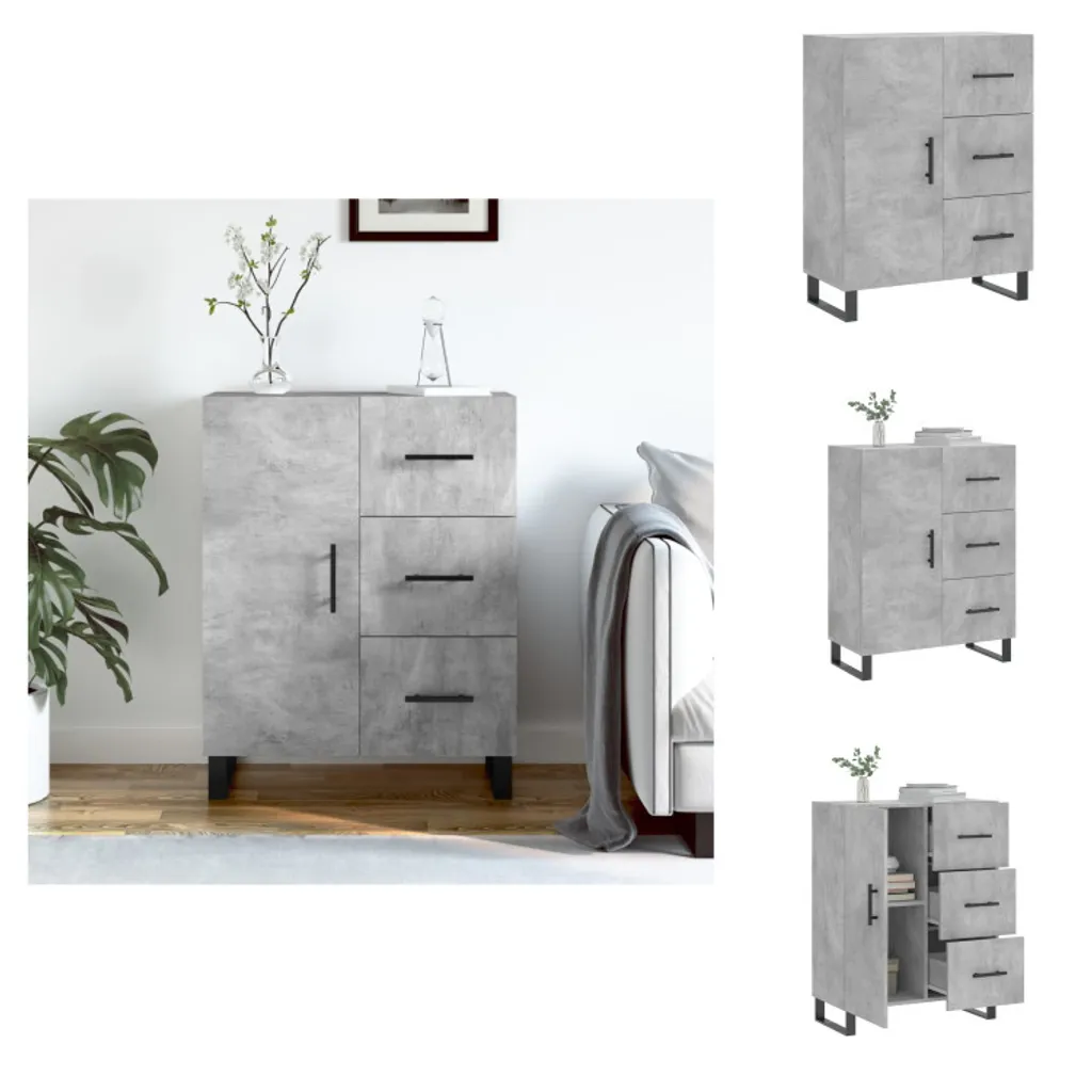 Credenza Industrial vidaXL Grigio Cemento 90cm | Mobile Salotto Slim