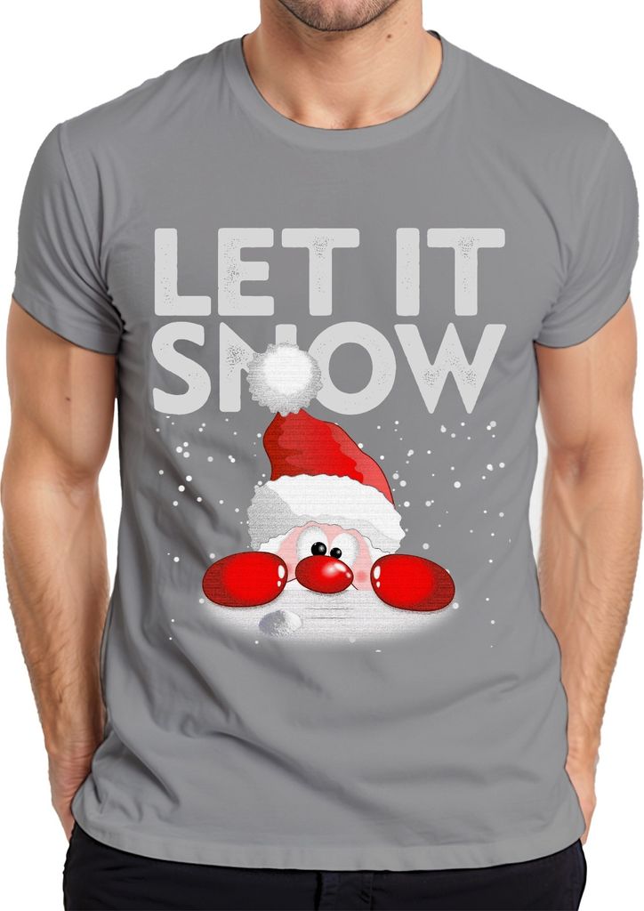 Let It Snow Weihinachtsmann - Weihnachten Weihnachtsgeschenk Christmas Herren T-Shirt, Grau, XXL