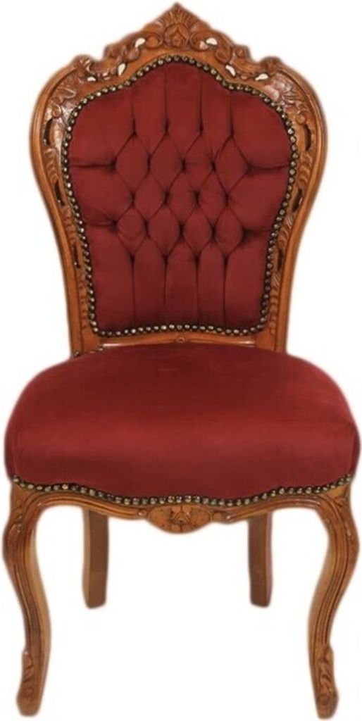 Barock Stuhl Barockstuhl Rot Braun Wohnzimmer Esszimmer Schlafzimmer Deko Relax Modern Antik Style Retro Royal Thron Königlich Premium
