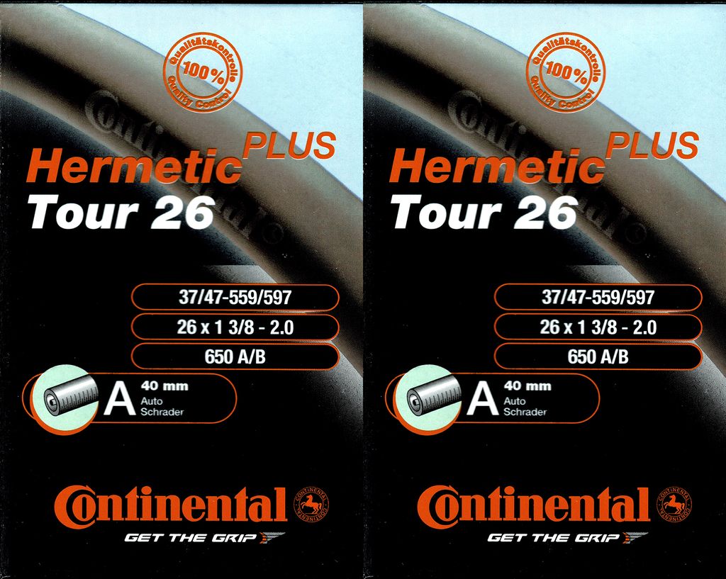 2x Continental Tour 26 Hermetic Plus Schlauch 26 Zoll AV Produktbild 