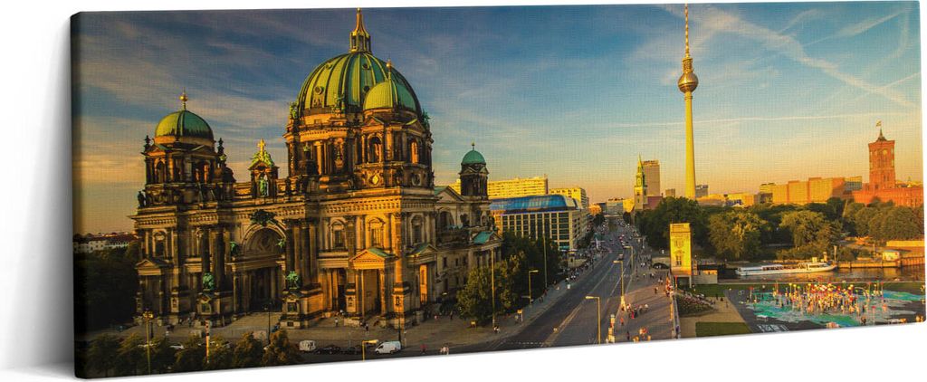 Stadtansicht Berlin – Leinwandbild Wandbild – 125x50 cm – Leinwandbilder – Wandbilder – Schlafzimmer – Flur