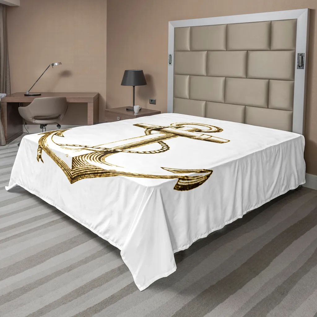 Drap de lit supérieur doux avec imprimé ancre marine pour chambre adulte