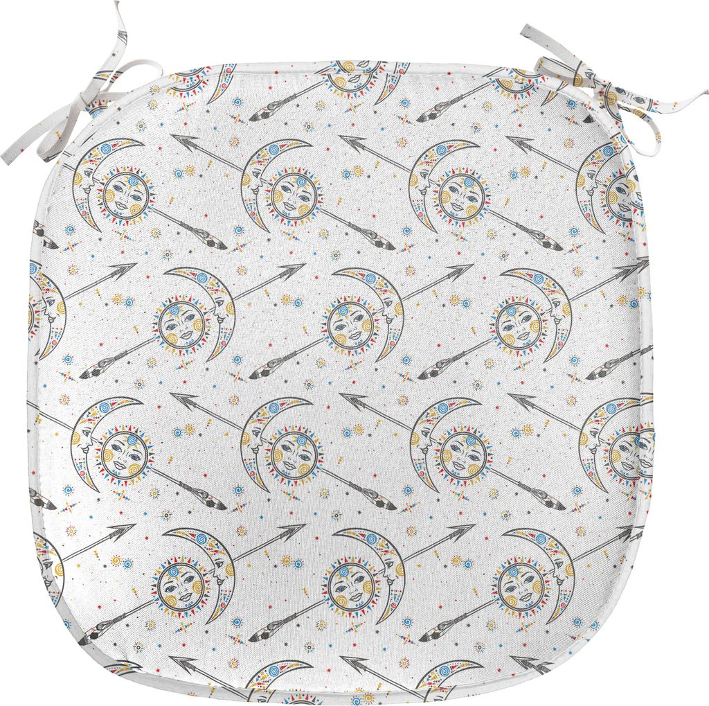 ABAKUHAUS Astrologie Polster für Esszimmerstühle, Mond Sonne Pfeil-Grafik, Dekoratives wasserfestes Kissen mit Riemen für Küchensitze, 40 cm x ...