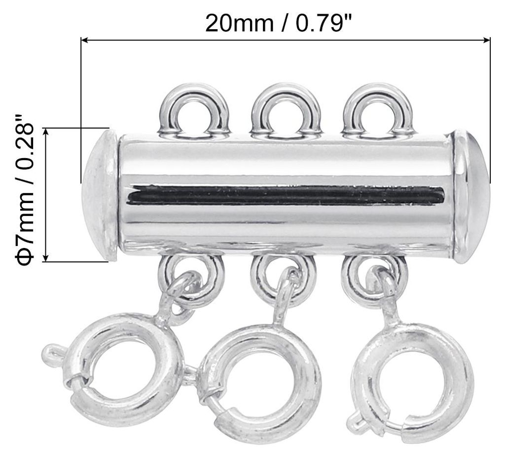 Layering Chain Clasp Chain Connector 3 Strands Slide Magnetic Tube Lock Clasp fš¹r Layered Chain Making, Silber