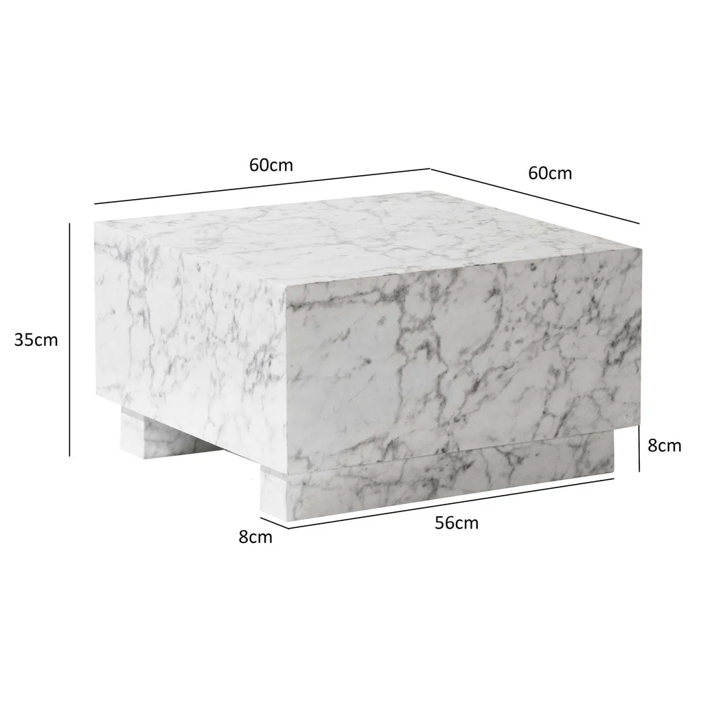Table basse carrée 60 cm pour salon avec rangement télécommandes - 4