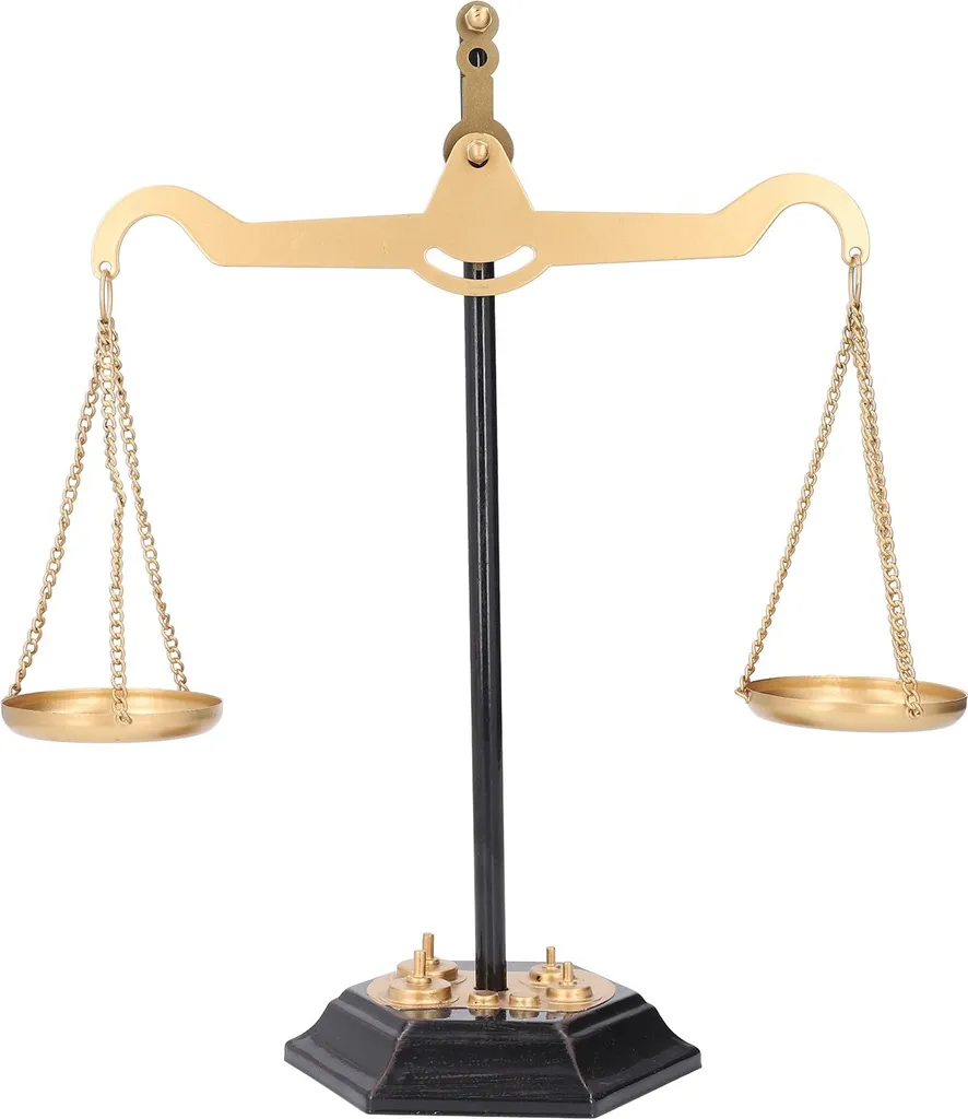 Balance de la Justice Rétro en Fer Doré - Objet Déco Bureau 30cm