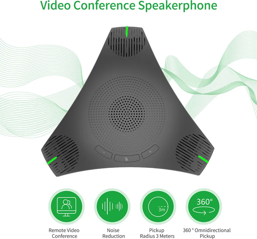 Microfono USB Professionale per Videoconferenze - 360° Mute Touch