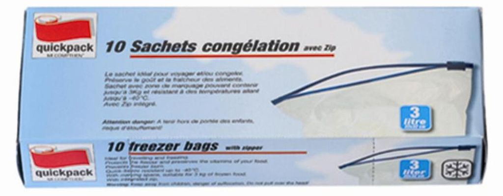 Quickpack sacs de congélation 3ltr. 22x32cm avec v. de riz. Image du produit 