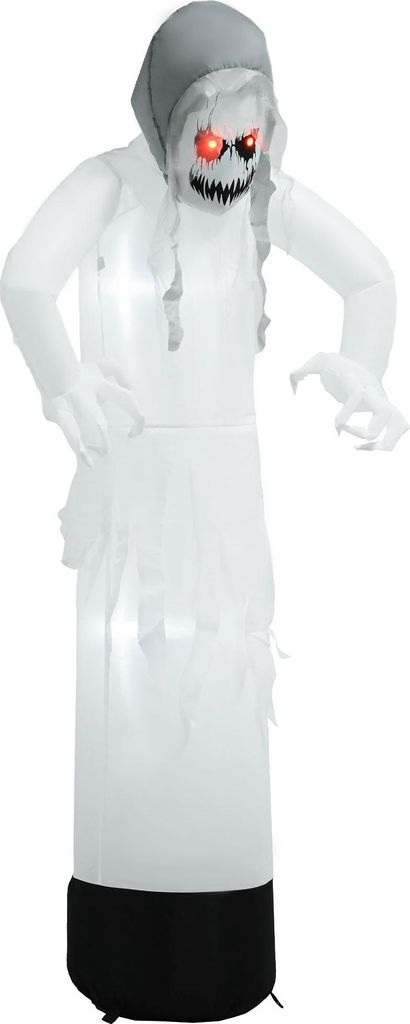 Halloweendeko, Geisterhexe mit roten Augen, aufblasbar, LEDs, Outdoor-tauglich, 180 cm, Weiß