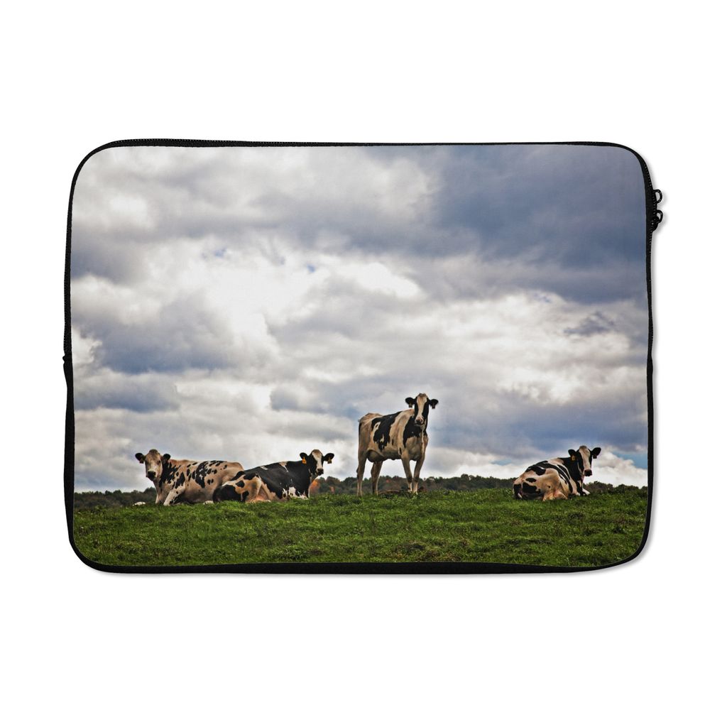 MuchoWow Laptop Hülle 13 Zoll Kühe - Wiese - Wolken Laptoptasche - Laptophülle - Sleeve - Rundumschutz