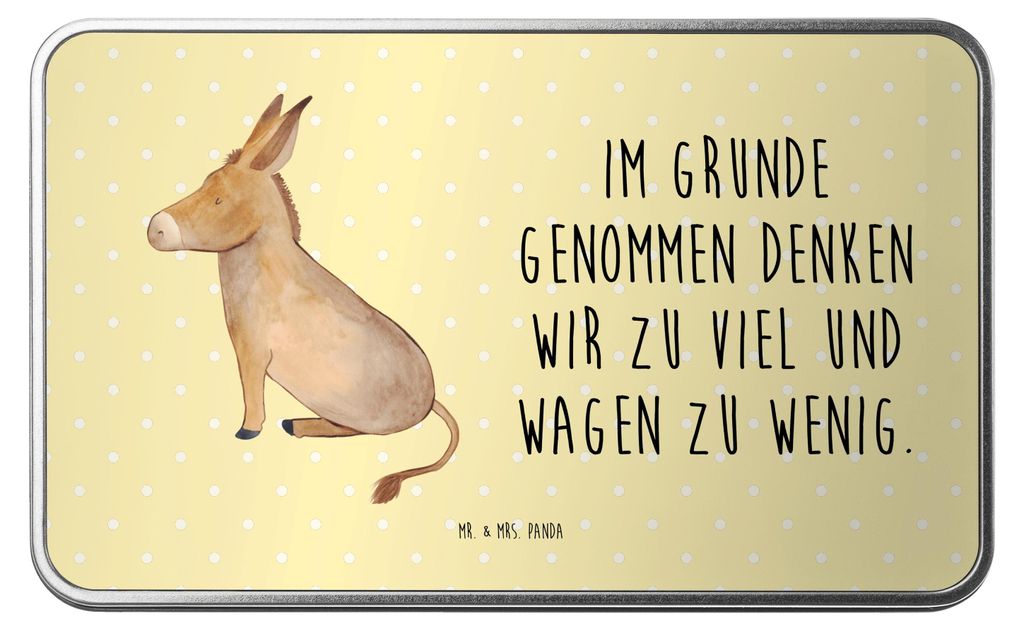 Mr. & Mrs. Panda gewürzdose Esel - Gelb Pastell - Geschenk, Metallbox, Erinnerungsbox, Erfolg, behälter, Weisheit, Zuversicht, Geschenkartikel, G...
