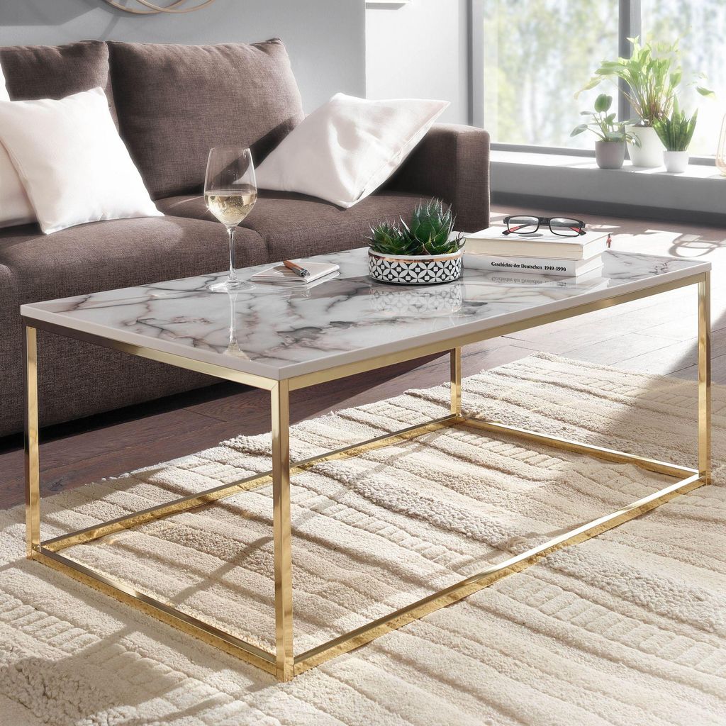 FineBuy tavolino 100x60x40 cm con aspetto marmo | Tavolo da Immagine del prodotto 
