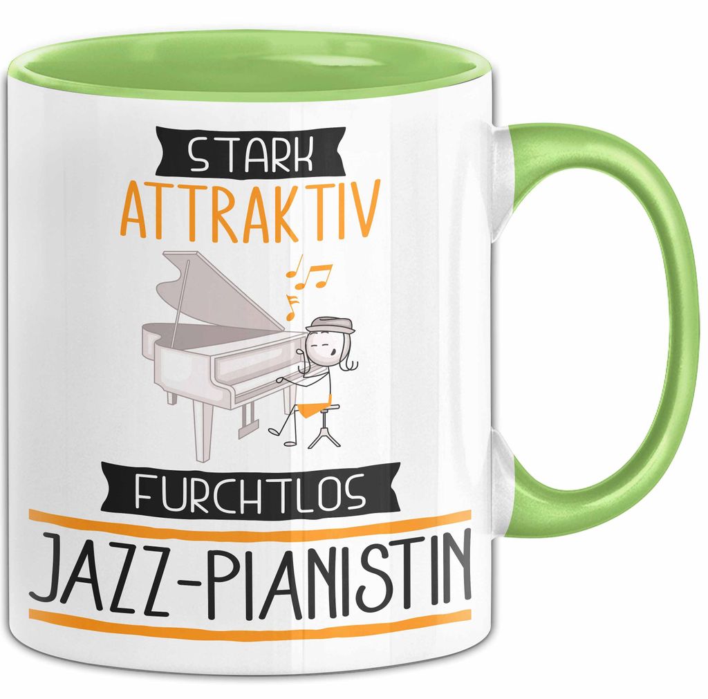 Jazz-Pianistin Tasse Geschenk Becher Stark Attraktiv Furchtlos Jazz-Pianistin Lustige Geschenkidee (Grün)