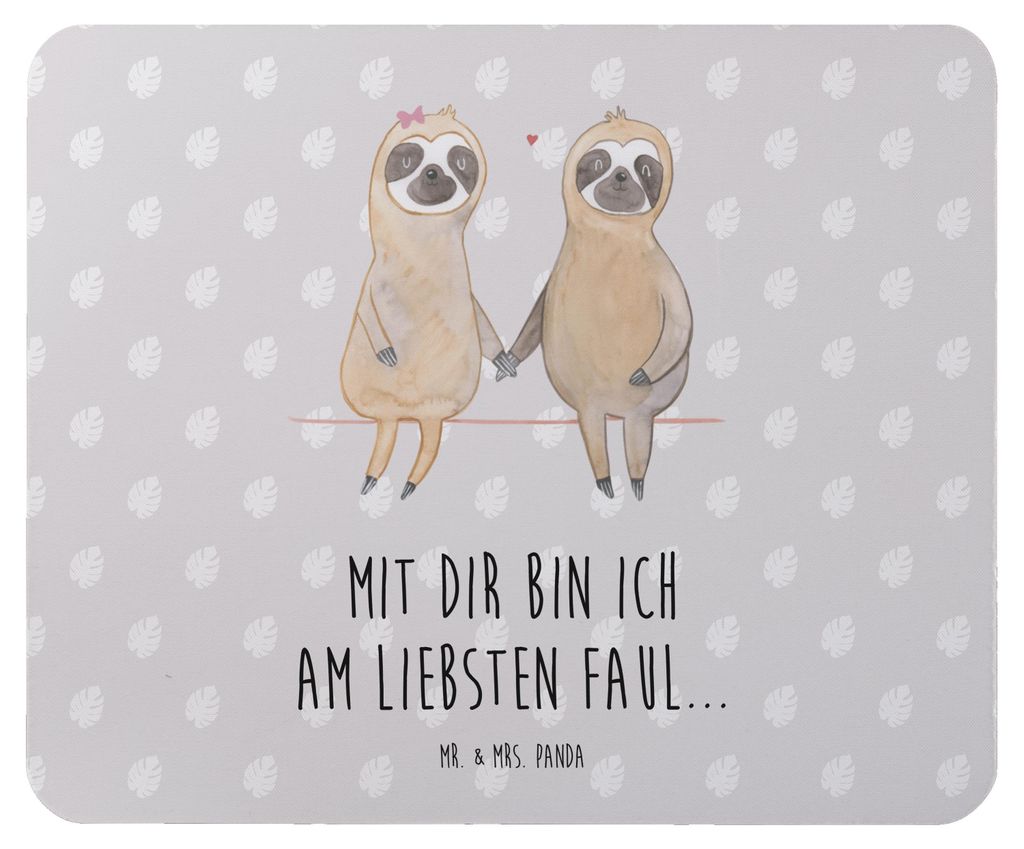 Mr. & Mrs. Panda Mauspad Faultier Pärchen - Grau Pastell - Geschenk, Gemeinsam, Mousepad, Liebe, mousematte, notebook, Mouse Pad, pc mausunterlage...
