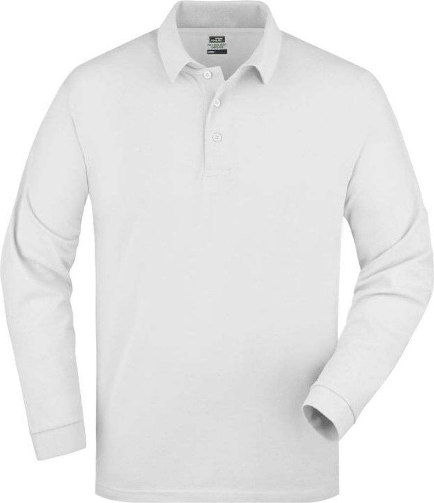 Polo-Piqué Long-Sleeved Klassisches Langarm Polo white, Gr. L