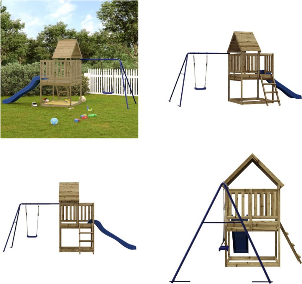 vidaXL Spielturm Imprägniertes Kiefernholz - Spielplatz - Spielplätze - Garten Spielplatz - Outdoor Spielplatz