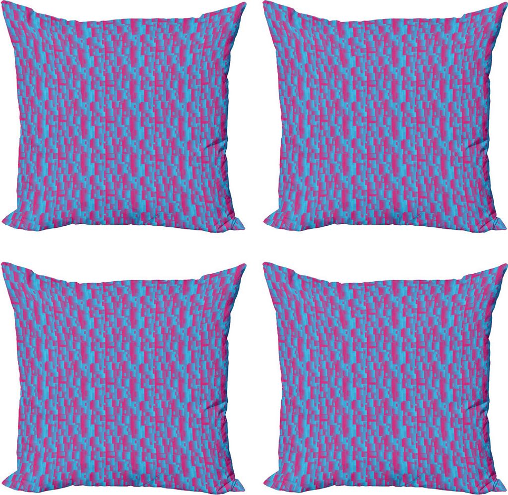 ABAKUHAUS Blau und Pink Kissenbezug Set (4 Stück), modernes Quadrat, Moderner Doppelseitiger Digitaldruck, 60 cm x 60 cm, Hot Pink Sky Blue