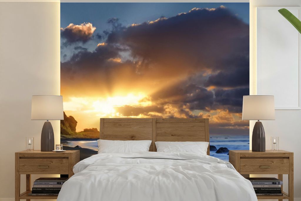 MuchoWow Fototapete für Wohnzimmer oder Schlafzimmer Wandtapete Vinyl Motivtapete Strand des Whanganui-Nationalparks auf der NorSteckanschlussl ...