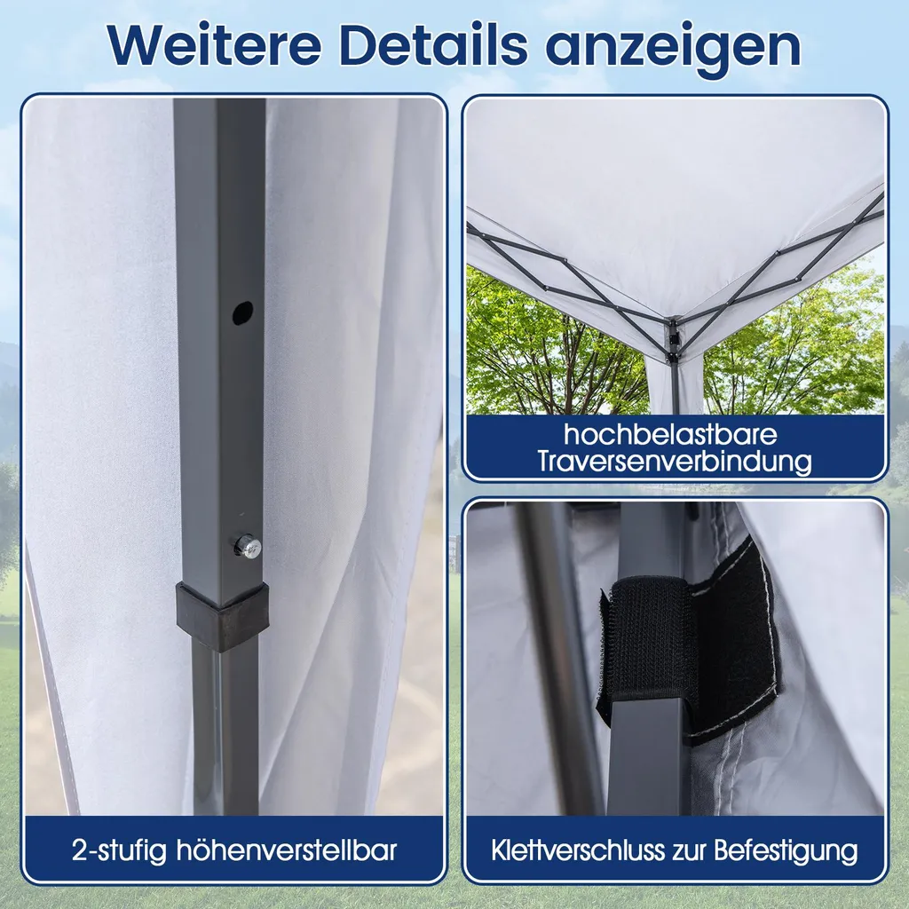 Pavillon 3x3m Pop up Pliable COSTWAY avec Sac à Roulettes pour Jardin - 6