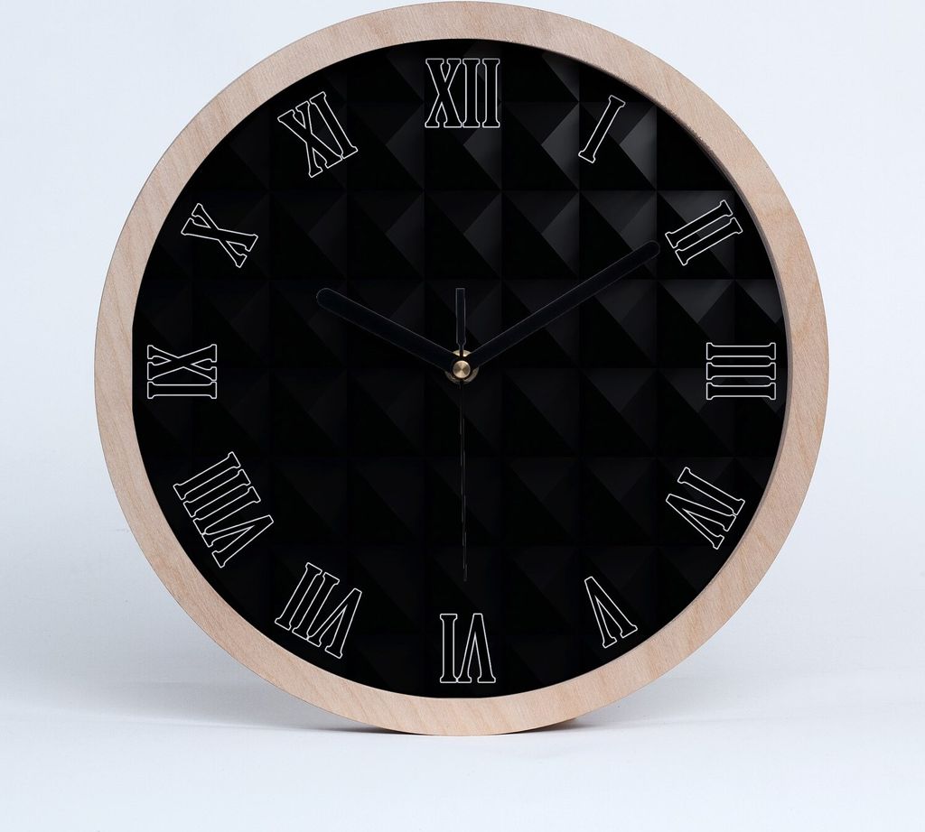 Holzuhr 20fi cm wanduhr - schwarze Spitzen - Abstraktion Hintergrund